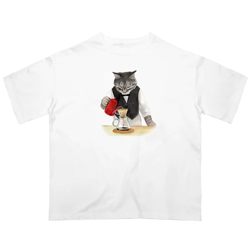 美味しい珈琲を淹れる猫 Oversized T-Shirt