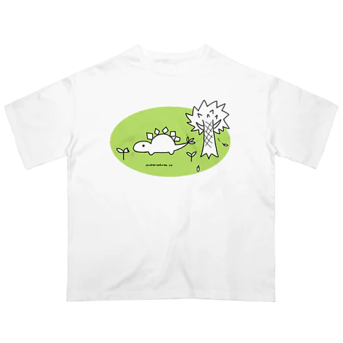 恐竜のお食事(楕円形Ｖｅｒ．) オーバーサイズTシャツ