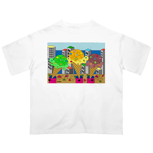 踊るアイスクリームA オーバーサイズTシャツ