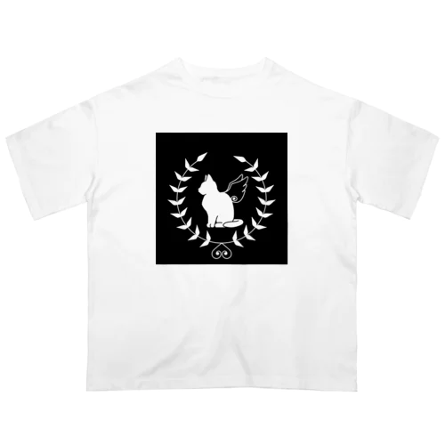 羽ねこさん(白) オーバーサイズTシャツ