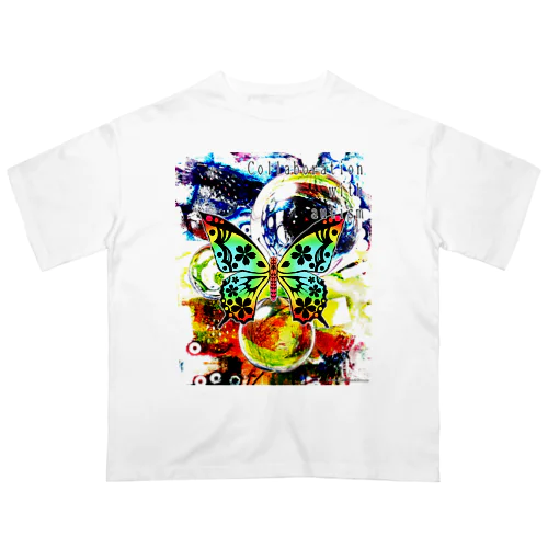 Collaboration with autism蝶 版画 オーバーサイズTシャツ