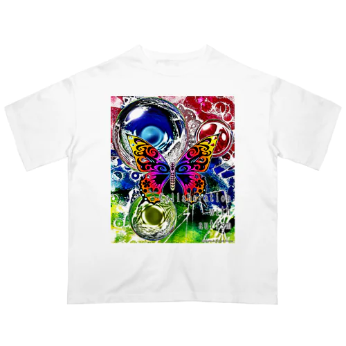 Collaboration with autism蝶 版画2 オーバーサイズTシャツ