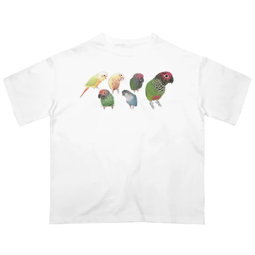 あつまれウロコインコちゃん【まめるりはことり】 オーバーサイズTシャツ