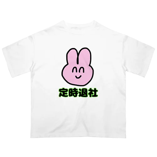 定時退社うさぎ オーバーサイズTシャツ