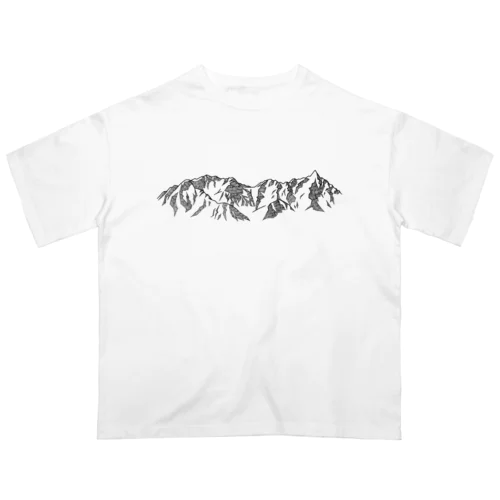 槍穂高連峰　黒ペン Oversized T-Shirt