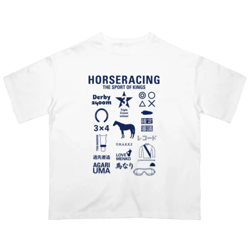 HORSERACING GRAPHICS 紺 Oversized T-Shirt