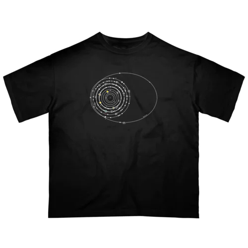 太陽系の衛星 白 オーバーサイズTシャツ