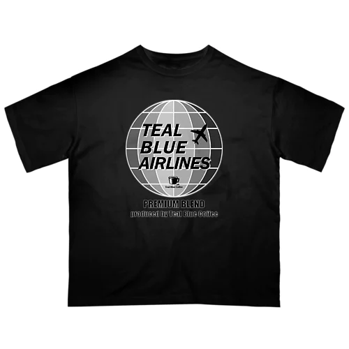 TEAL BLUE AIRLINES - grayscale Ver. - オーバーサイズTシャツ