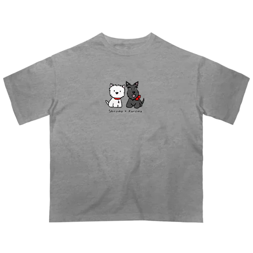 しろいぬルッチー＋くろいぬリア Oversized T-Shirt
