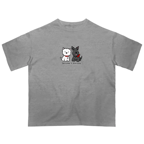 しろいぬルッチー＋くろいぬリア オーバーサイズTシャツ