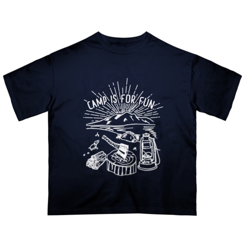 キャンプは楽しむもの01(白文字) Oversized T-Shirt