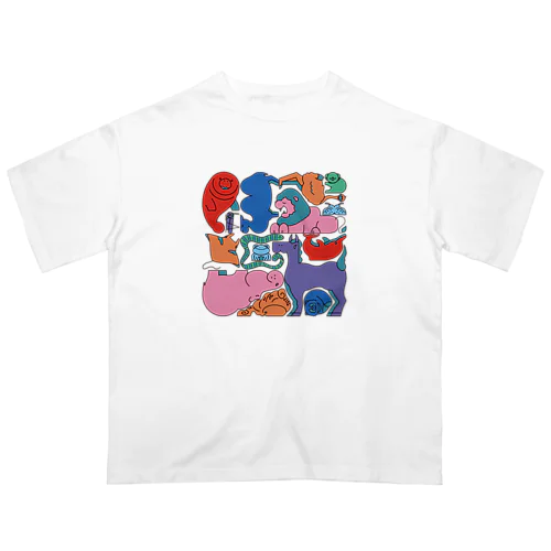 生きものしりとり　カラフル Oversized T-Shirt