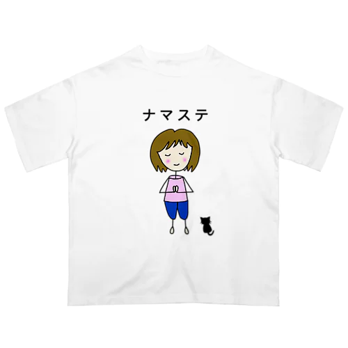 ヨガール黒ねこ(カラー) オーバーサイズTシャツ