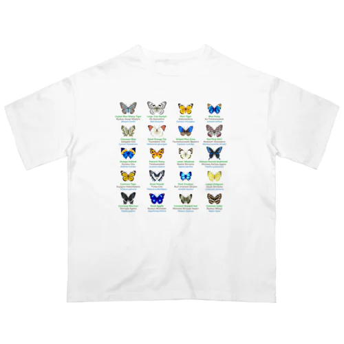 日本の蝶 Butterflies of Japan 2（南西諸島 Nansei Islands）★英名、和名、学名 [ライトカラー] オーバーサイズTシャツ