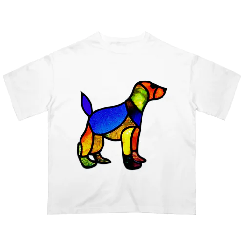 ステンドグラス風の犬 Oversized T-Shirt