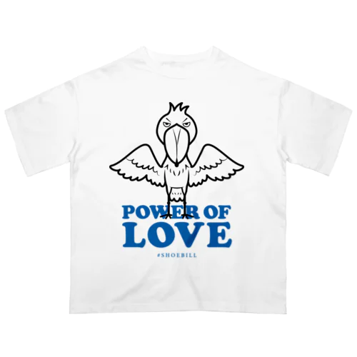 POWER OF LOVE #SHOEBILL（文字色／紺） オーバーサイズTシャツ