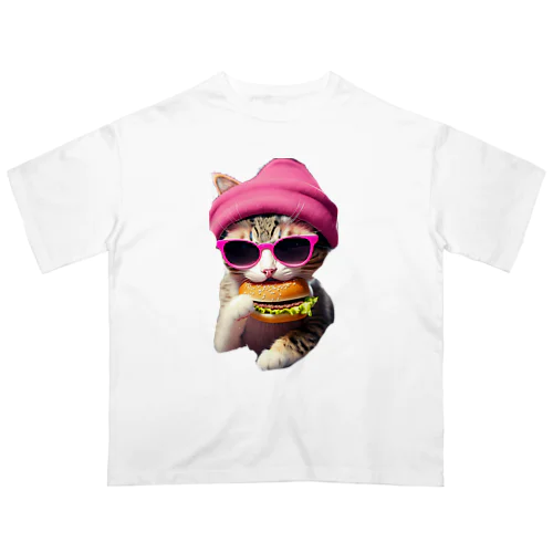 決めポーズはバーガー猫 Oversized T-Shirt