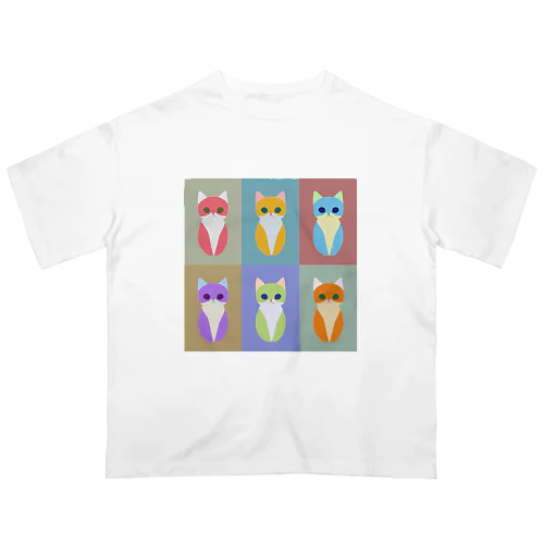 カラフルな猫 オーバーサイズTシャツ