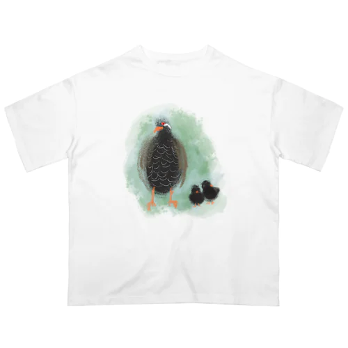 いきものイラスト（ヤンバルクイナの親子） Oversized T-Shirt