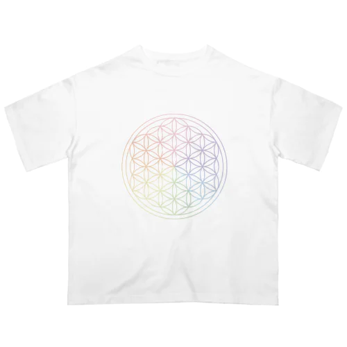 フラワーオブライフ（rainbow） オーバーサイズTシャツ