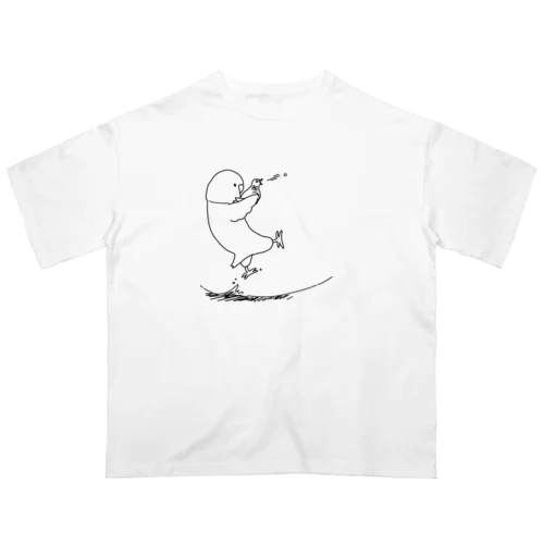 マメが鳩デッポウ オーバーサイズTシャツ