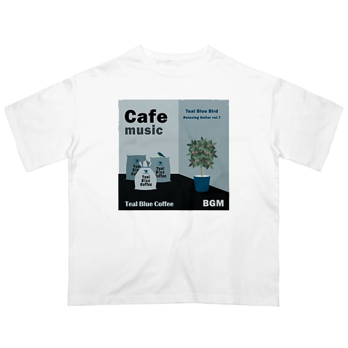 Cafe music - Teal Blue Bird - Oversized T-Shirt