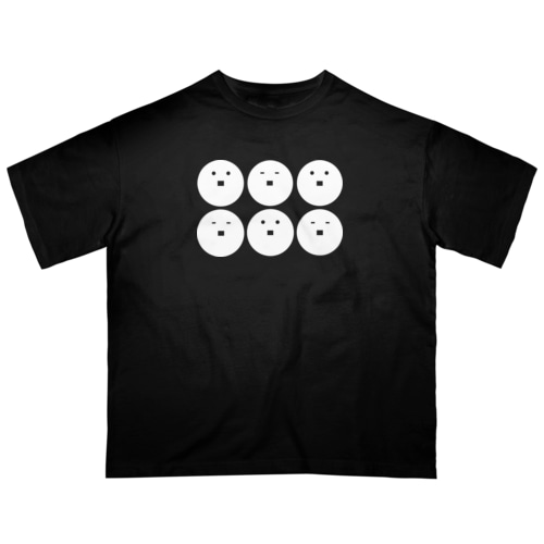 動物家紋。h.t.(真田六文銭ペンギン)　ホワイト Oversized T-Shirt