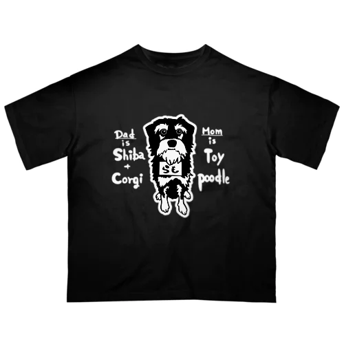 看板犬らも（白） オーバーサイズTシャツ