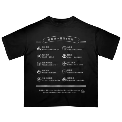 療養泉の種類と特徴（白・前面） Oversized T-Shirt