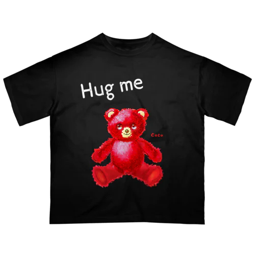 【Hug me】（赤くま） WHITE オーバーサイズTシャツ