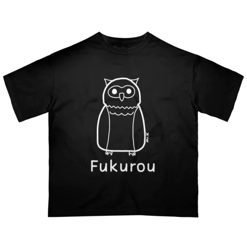 Fukurou (フクロウ) 白デザイン オーバーサイズTシャツ