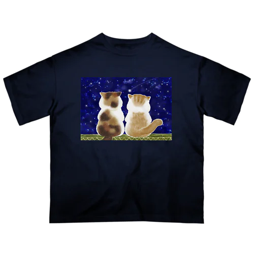 猫と星空 オーバーサイズTシャツ