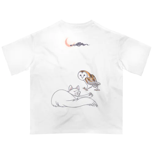 猫とメンフクロウ オーバーサイズTシャツ