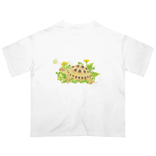 たわむれ　ヨツユビリクガメ オーバーサイズTシャツ