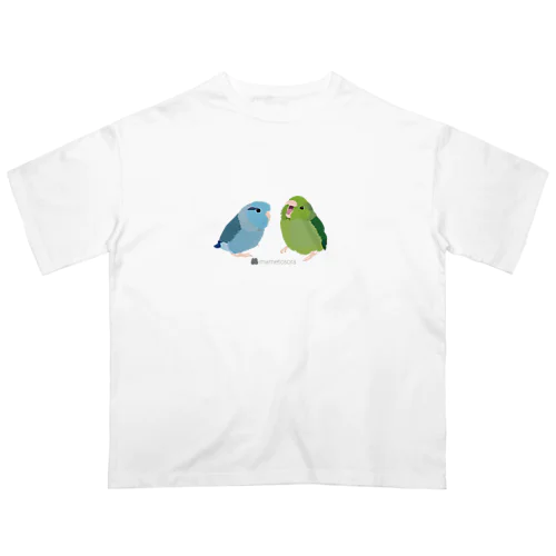 あくびちゃんとおすましちゃん（ブルー・グリーン） オーバーサイズTシャツ