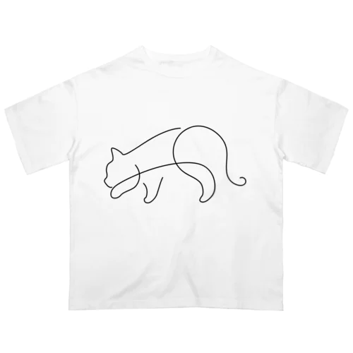 忍び歩きシンプル黒猫 オーバーサイズTシャツ