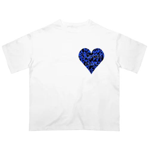 Cracked heart/Bleu オーバーサイズTシャツ