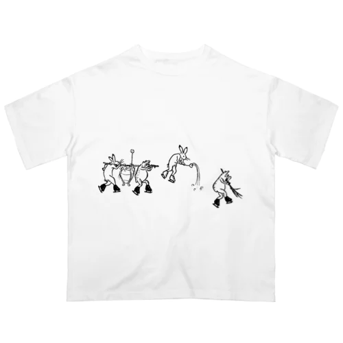 鳥獣戯画スケート獣力整氷中 Oversized T-Shirt