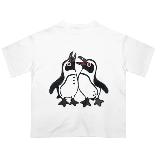 仲良く鳴き交わす🐧🐧 オーバーサイズTシャツ