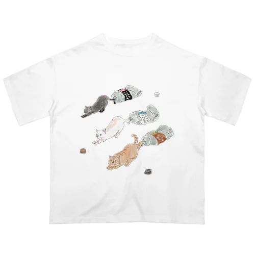 絵の具にゃんこ Oversized T-Shirt