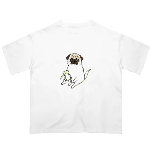 a pug and a frog doll オーバーサイズTシャツ