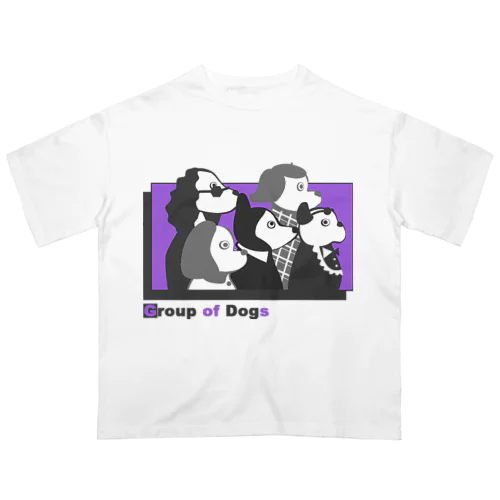 犬の群像（紫） オーバーサイズTシャツ