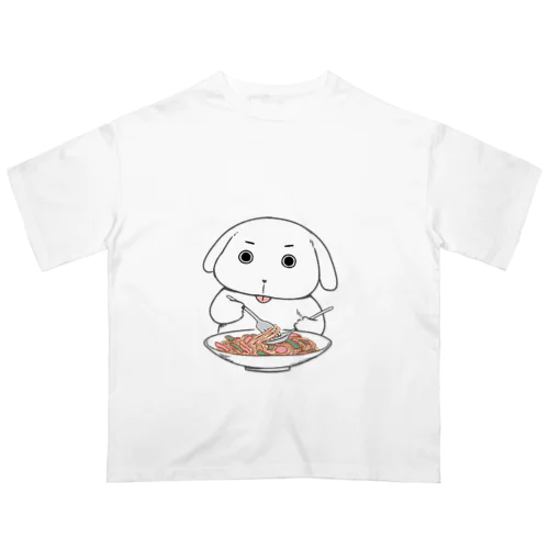 パスタを巻くいぬビッグシルエット オーバーサイズTシャツ