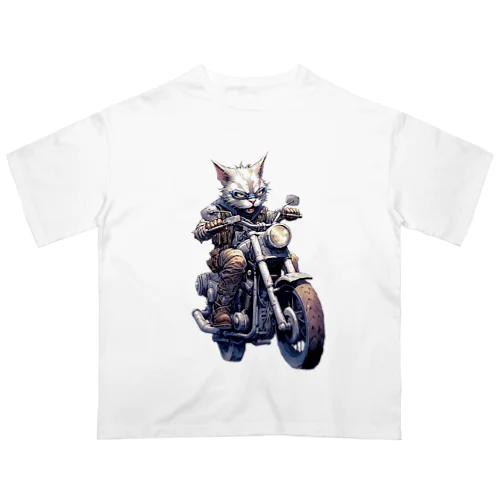 バイクに乗る猫 オーバーサイズTシャツ