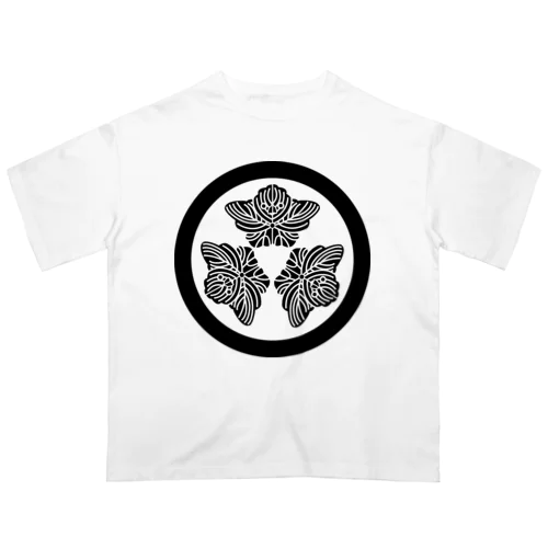 動物家紋。H.T.（三つ蔦スズメ）黒 Oversized T-Shirt