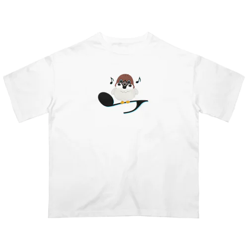 スズメがちゅん B-M オーバーサイズTシャツ