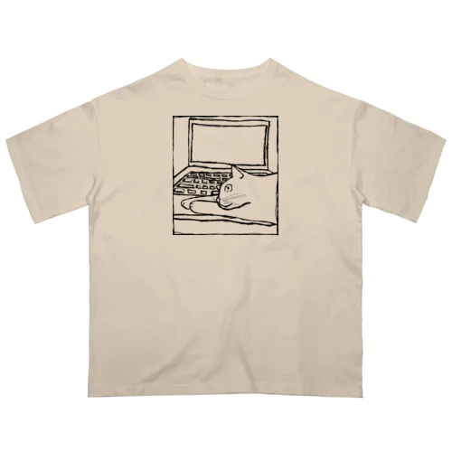 猫の手貸します。（ほぼ線画） Oversized T-Shirt