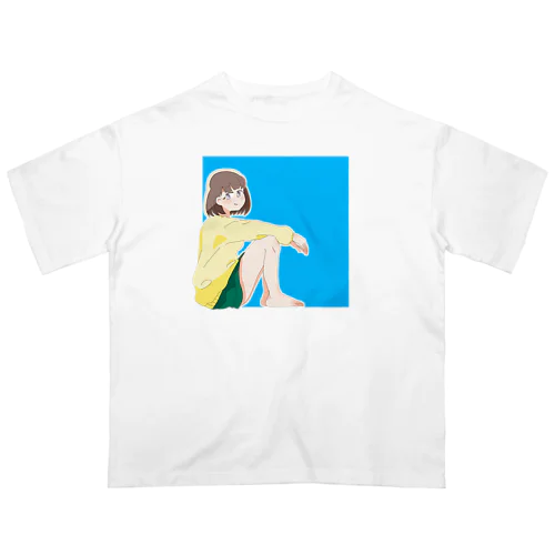 裸足でくつろぐ女の子 Oversized T-Shirt