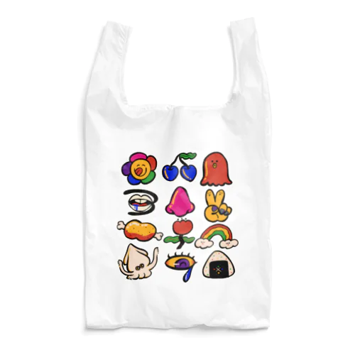 レトロポップ39太郎・絵文字【ふちどりしてる】 Reusable Bag