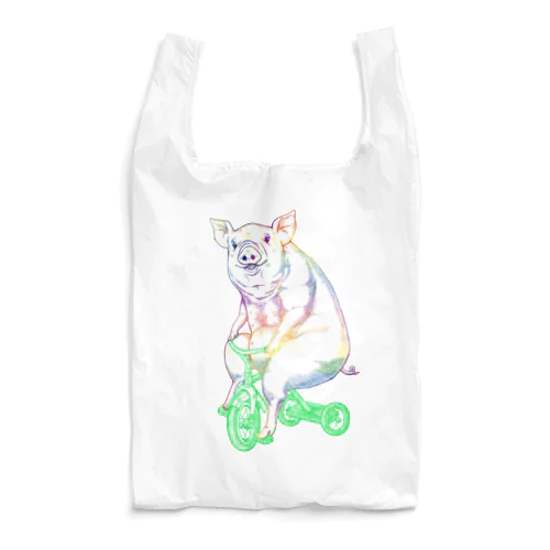 ブタさんon三輪車～レインボーバージョン～ Reusable Bag